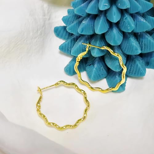 ToHeart Gold Hoop Earrings for Women Twist Hoop Earrings Gold Plated - style: Hoop Earrings O