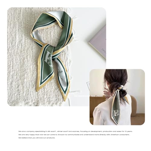 Hair Head Neck Bag Long Scarf Versatile Wrap for Women Soft & Lightweight for Everyday Chic - color: 14 Green 3.7 X 34 Inch
