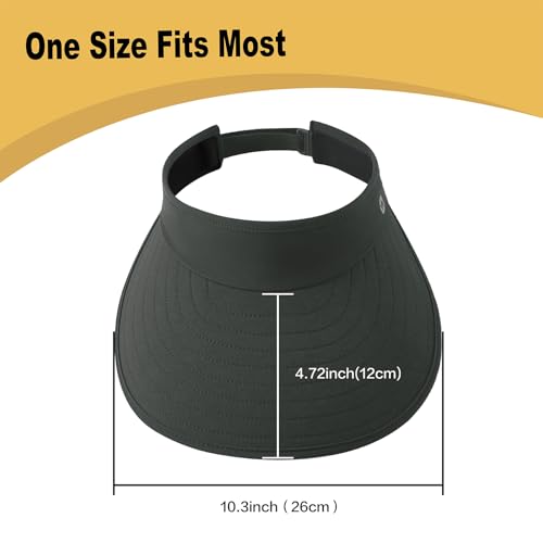 WANDER Sun Visor Hats for Women Wide Brim UV Protection Adjustable Large Golf Beach Cap Packable Travel Sport Visor - color: Dark Grey
