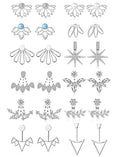 Tornito 6-12 Pairs Lotus Flower Earring Studs Chic CZ Earrings Jackets For Women Silver Rose Gold Tone - color: A:12 Pairs,Silver Tone