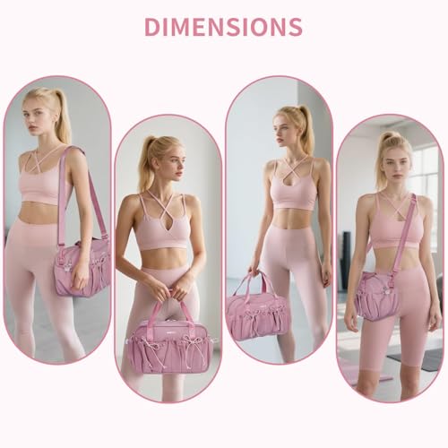 ECOHUB Small Gym Bag for Women, Mini Gym Duffle Bag with Wet Compartment, Bowknot Sports Bag, Cute Gym Tote Bag Dance Yoga Workout Travel Bags Pink - color: Pink