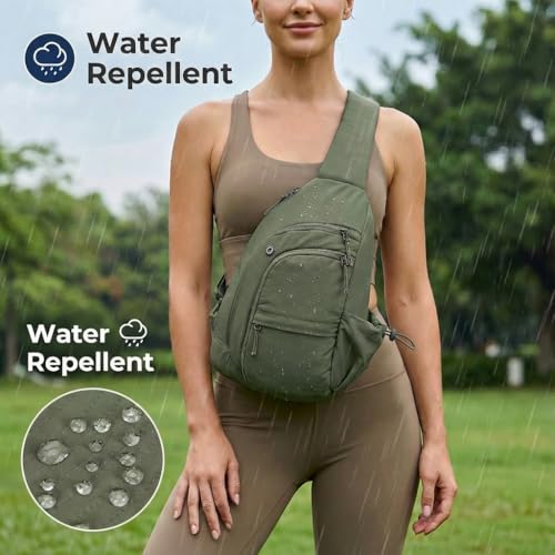 Sling Bag for Women, Anti-Theft RFID Nylon Crossbody Purse with Adjustable Strap for Travel & Shopping - color: Green