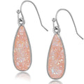 Teardrop Dangle Earrings for Women with Simulated Druzy Stones, in Gold or Rose Gold Tone - color: Silver - Created Rose Quartz