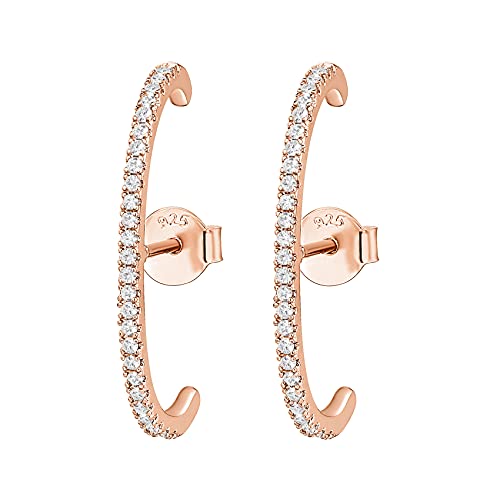 PAVOI 14K Gold Plated 925 Sterling Silver Post Minimalist Suspender Ear Cuff Earrings for Women | Wrap Earlobe Studs - style: Cubic Zirconia