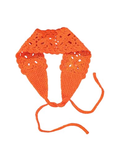 OYOANGLE Women's Boho Crochet Knit Hair Band Vintage Head Wrap Hair Bandanas Head Kerchief Orange One-Size - color: Orange