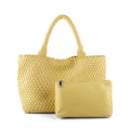 Woven Tote Bag Womens Purse Vegan Leather Shoulder Handbags Fashion Summer Beach Tote Bags Large Travel Totes - color: Yellow