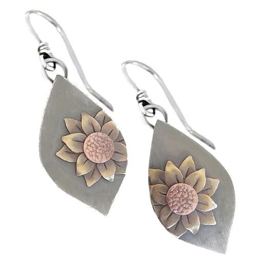 Boho Earrings, Statement Earrings, Teardrop Sunflower Earrings, Dangle Ethnic Earrings for Women, Handmade Bohemian Trendy Boho Vintage Jewelry - style: Sunflower-02