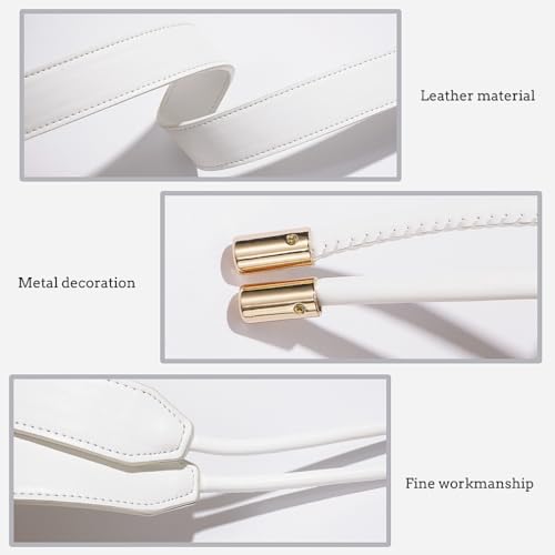 Women PU Leather Tie Waist Belts Knotted Thin Skinny Rope Waistband - color: White