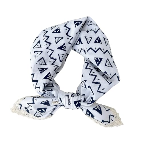 Soft Cotton Like Lace Bandana Headband, Head Wrap, Protective Coverage, Hair Neck Scarf for Women 24 x 24 inch - color: Cas025 - Triangle W