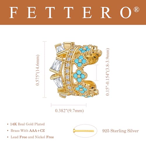FETTERO Ear Cuff Earrings for Women Non Piercing 14K Gold Plated Ear Cuffs for Non Pierced Ears Clip on Cartilage Earring Ligthweight Fake Earrings | Single - style: Tur clover