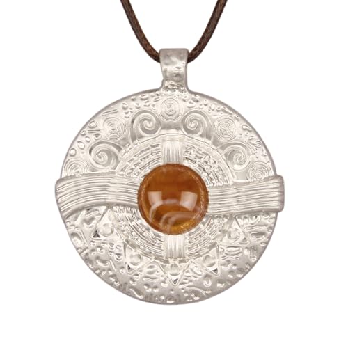 Jeilwiy Leather Necklace for Women Funky Necklace Choker String Cord Necklace with Pendant Boho Style Jewelry - style: Silver Round Pendant Necklace