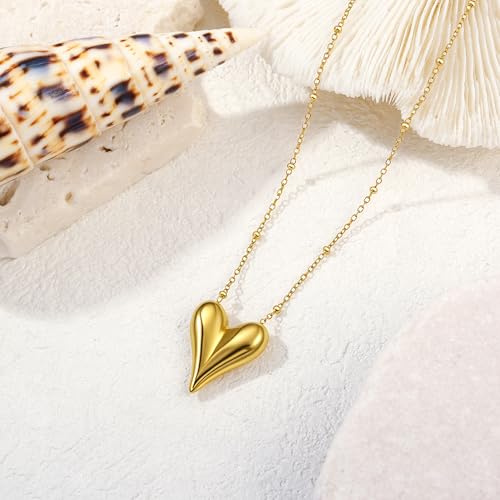 14K Gold Heart Necklace for Women Boho stainless steel waterproof Cute Dainty Love Pendant Necklaces for Women - color: Styie-10