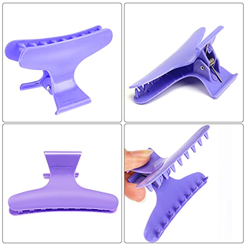 Ondder 12 Pack Purple Butterfly Hair Clamps Clips Hair Claw Clips Salon Pro Section Clip for Styling, Sectioning, Cutting, Coloring Hair Clips Hairdressing Salon Tool Hair Accessories for Women Girls - color: Purple