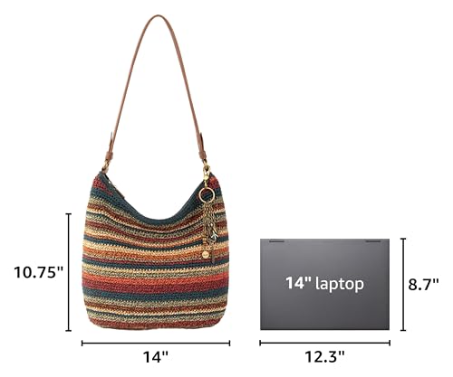 The Sak Sequoia Hobo Bag - Hand Crochet Large Women's Purse for Everyday & Travel - Durable Handbag & Tote With Zipper Pocket - color: Woodland Stripe