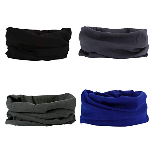 4 Headband Bandana Balaclava Half Face Mask Shield Head Hair Scarf Neck Gaiter Hat Multipurpose For WoMen Men Breathable Reusable Washable Black Grey Blue Army Green - color: 4x Black Blue Gray Army-green Face Mask
