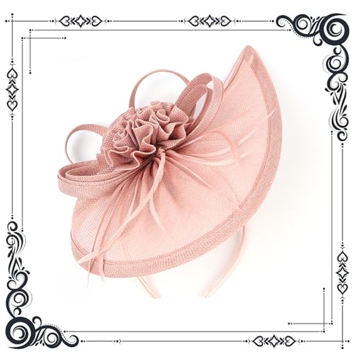 dressfan Fascinator Hat Headpiece Womens Vintage 20s 50s Headband for Derby/Wedding/Cocktail/Wedding/Tea Party - color: Pink