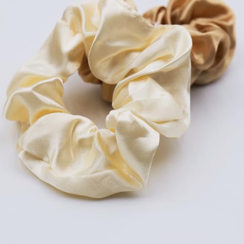 Hair Ties Scrunchies for Women 30 Pack - JGQUR Big Satin Hair Scrunchie Seamless Hair Elastic Small Ponytail Holders Hair Accessories, Yoga, Sport, Daily Use (Black/Beige/Coffee) - color: Black/Beige/Coffee