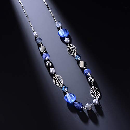 PEARL&CLUB Long Beaded Necklaces For Women - Sweater Chain Fashion Jewelry Necklace Gifts For Women - color: 24-Blue
