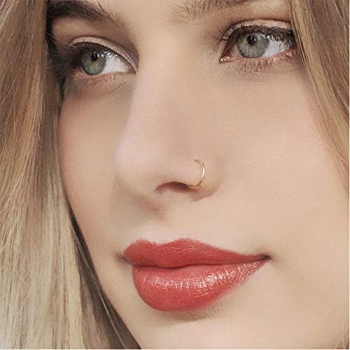 4Pcs 16G 18G 20G Surgical-Steel-Piercing-Ring-Nose-Rings-Hinged-Hoop-Earrings,6mm 8mm 10mm 12mm Seamless Stainless Steel Clicker Eyebrow Septum Piercing Hoop,Sliver Black Gold Rose Gold Rainbow Body Jewelry Set - color: 18G 8mm Gold