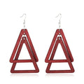 ANXIN Boho Personality Retro Tassel Rectangular Wooden Contrasting colors Earrings Chic Green Temperament Geometric Earrings Jewelry Gifts For Women - color: Jiu red Wooden Earrings