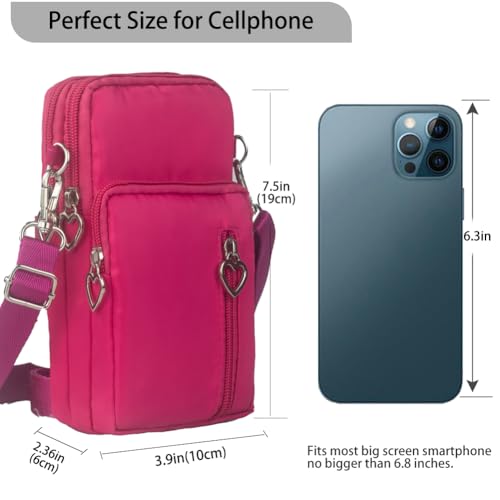JANKS Small Crossbody Bag for Women - Mini Phone Purses with Crossbody Strap and Wallet - Nylon Arm Bag - color: A-rose