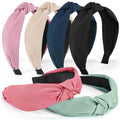 DiyJibb Headbands for Women Girls - 6PCS Stylish Top Knotted Headbands - Knotted Headband for Women - Head Bands Wide Hairband Hair Accessories - color: black，dark green，green，light pink，pink，apricot