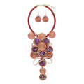 Statement African Necklace For Women African Jewelry Costume Earring Sets Tribal Fashion Colorful Big Rhinestone Crystal Pendent Collar Choker Bold Chunky Bib Handmade - color: D red
