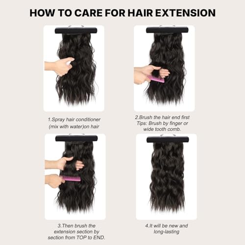 4PCS Clip in Hair Extensions Honey Blonde Mixed Light Brown 20 Inch Long Wavy Synthetic Hair Extensions (4pcs, 20Inch, 22H10#) - color: 22H10-Honey Blonde Mixed Light Brown