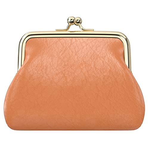 Coin Purse, Small PU Leather Change Purse, Coin Wallet with Clasp, Car Change Holder Pouch for Woman Men Kids Girls, Brick Red - color: Brick Red