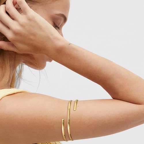 FEYIR 6 Pcs Arm Cuff Bracelet for Women Upper Arm Cuff Bangle Band Armlet Adjustable Armband Set