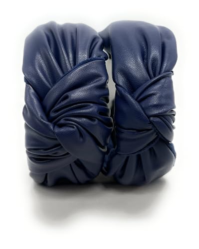 Chunky 2.5 Inches Knot Top Navy Blue Headbands for Women, Trendy Head bands for Women's Hair Leather Knotted Headband for Women is a Womens Head band Fashion Designer Girl - color: Chunky Navy Blue