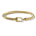 Twisted Cable Bracelet Stylish Fine Stainless Steel Cable Cuff Bracelet with Hook Clasp Bracelets Jewelry for Women - color: 18K Gold （7.6"）