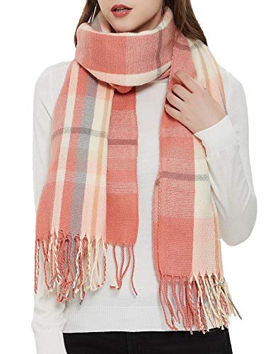 Wander Agio Women's Fashion Long Shawl Big Grid Winter Warm Lattice Large Scarf - color: Orange 2