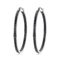 CiNily Mult-colors Crystal Stainless Steel Hoop Earring for Women Hypoallergenic Jewelry for Sensitive Ears Large Big Hoop Earrings 2" - color: Black