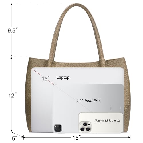 KKXIU Tote Bag for Women Vegan Leather Shoulder Purse Large Capacity Travel Bag - color: Apricot02