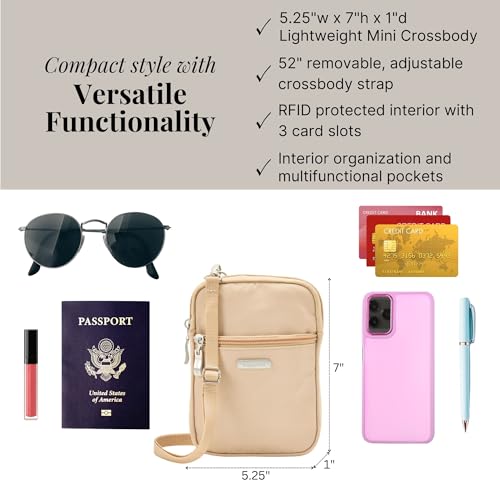Baggallini Women's Essential Mini Crossbody Bag - color: Light Khaki