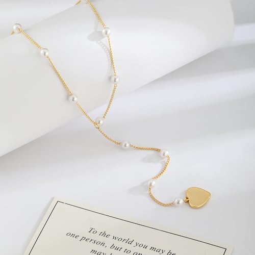 MFRYK 2PCS 14K Gold Plated Waist Chain Layered Pearl Cuban Beaded Satellite Figaro Belly Body Chain Boho Beach Waist Chains For Women Adjustable Waterproof Sexy Bikini Body Chain Jewelry For Women - style: Pearl Heart-Gold