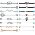 Suotarn 14G Industrial Piercing Jewelry For Women Men Stainless Steel 38 Industrial Barbell Long Cartilage Helix Conch Earrings Stud 14G Gauges Industrial Jewelry Butterfly Heart Cool 7-18pcs - color: set #2