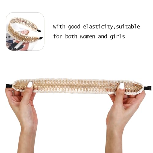 TEBIEKOY Fashion Linen Headbands for Women Wide Cotton Twine Boho Woven Hairband Style Non Slip Head Band Summer Beach Hair Accessory