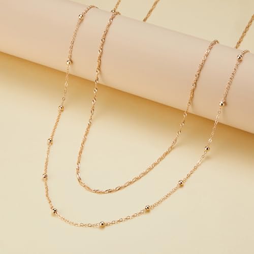 Belly Waist Chain Beads Pearl Coins Layered Belly Chains Boho Gold Plated Sexy Bikini Body Chain Adjustable Jewelry for Women - style: F-beads