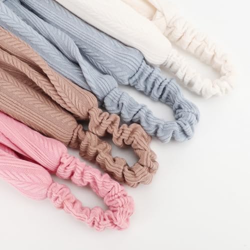 DRESHOW 8 Pack Headbands for Women Yoga Knotted Headbands Elastic Criss Cross Hair Accessories Sports Head Wrap Non Slip - color: 8 Pack: Pleated Style Wheat Fringe Pattern