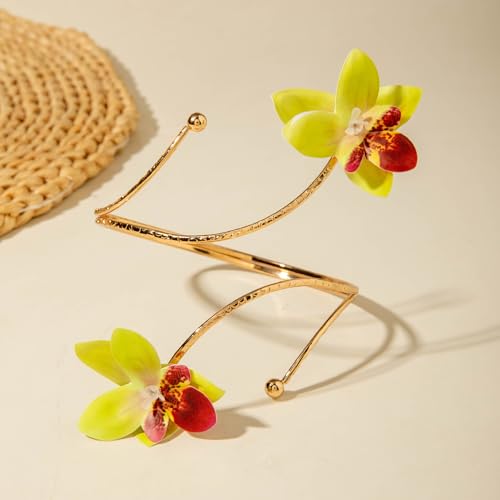 Golden Metal Starfish Seashell Upper Arm Bracelet Flower Charm Bohemia Bracelets for Women Beach Wedding Adjustable Open Cuff Bangle Coil Swirl Armband Party Jewelry - color: Style 05