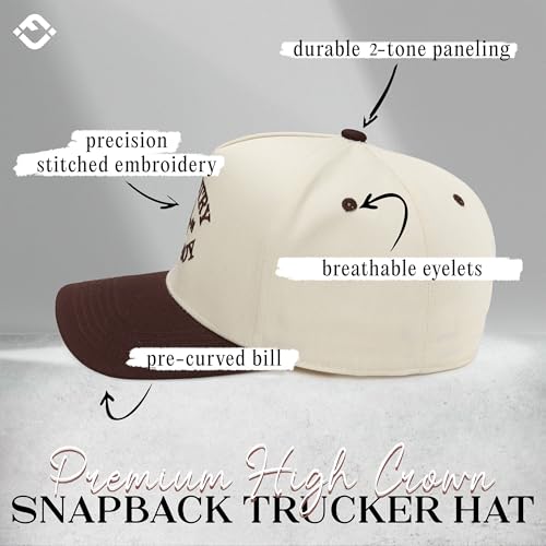 Funky Junque Vintage Canvas Snapback Hat - Adjustable 2 Tone Cap for Men Women - Put It On My, Cowboy, Girl Dad, Funny - color: Country Cowboy - Beige/Brown