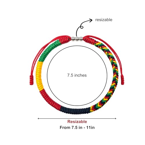 LAMIBEE Country Pride, Country Flag Code Bracelet, Protection and Lucky Sufer String Bracelet, Tibetan Wrist Wrap Bracelet, Boho Style Rope Bracelet for Women, Men, String Thread Bracelets - color: Africa