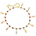 Yumikoo 18k Gold Plated Anklet Ankle Bracelets for Women - style: Colorful Round Square Diamonds