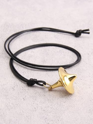 Jeilwiy Leather Necklace for Women Funky Necklace Choker String Cord Necklace with Pendant Boho Style Jewelry - style: Gyro Pendant
