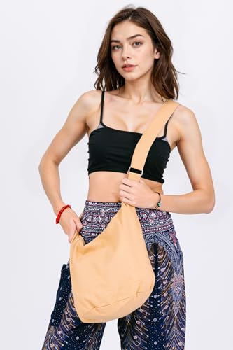 Your Cozy Hobo Sling Bags For Women Crossbody Bag Thai Top Handmade Shoulder Bag with Adjustable Strap - color: Ivory