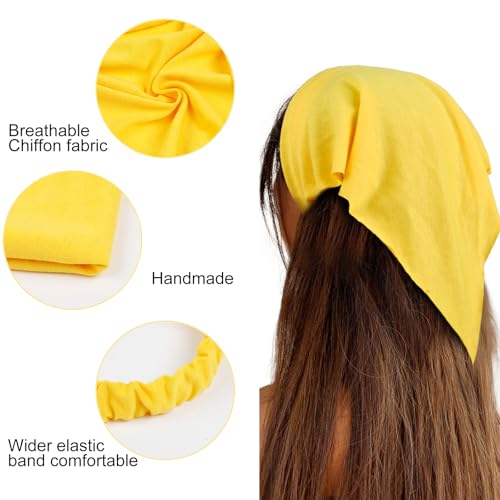 WOVOWOVO 8 Pcs Hair Scarf Headband for Women Girls Non Slip Elastic Boho Triangle Head Scarf Bandana - color: Dry Leaf Gold
