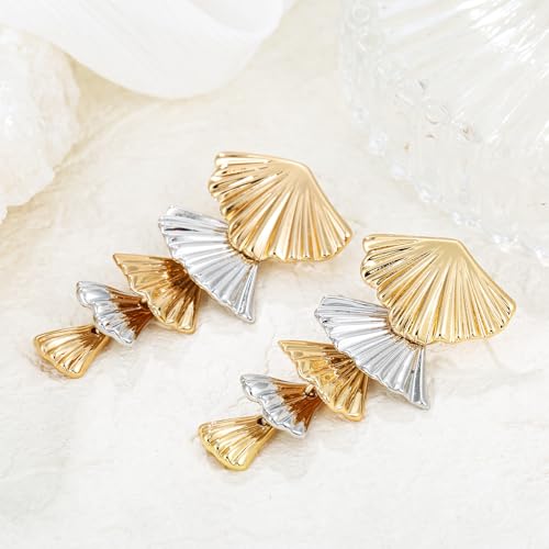Gold/Silver Shell Dangle Earrings for Women Seashell Drop Dangle Earrings Ocean Beach Earrings Summer Jewelry - color: A