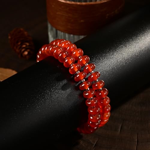 468Handmade Adjustable Natural Gemstone Crystal Bracelet Healing Power Energy Inspirational Gifts with Card for Unisex - color: 09-Carnelian(Luck), size: 5x8mm